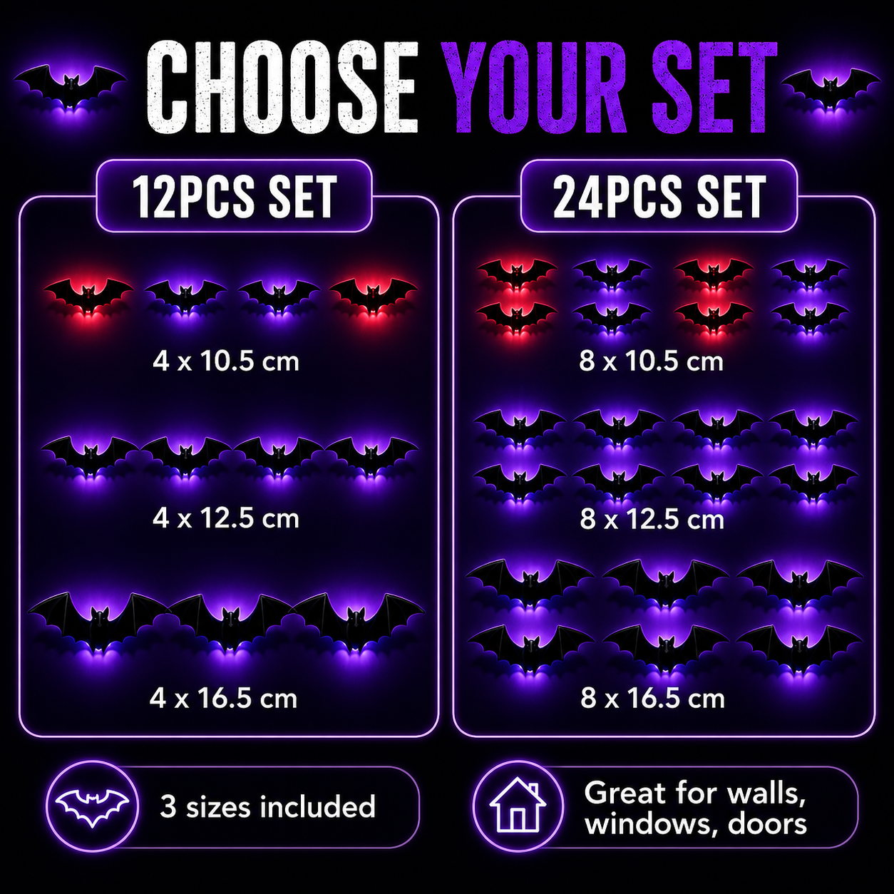 2026 New Halloween 3D Glowing Bat Collection